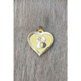 Bayar Gold 14 Ayar Altın B Harf Nostaljik Kalp Kolye Ucu