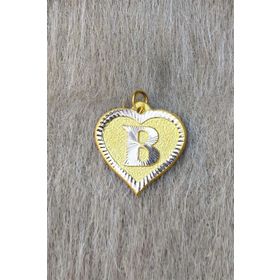 Bayar Gold 14 Ayar Altın B Harf Nostaljik Kalp Kolye Ucu
