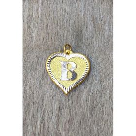 Bayar Gold 14 Ayar Altın B Harf Nostaljik Kalp Kolye Ucu
