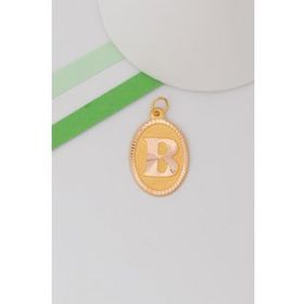 Bayar Gold 14 Ayar Altın B Harf Nostaljik Oval Kolye Ucu