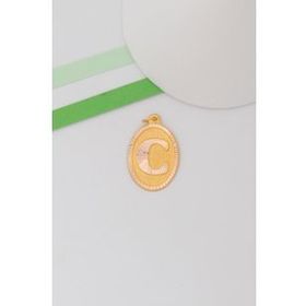 Bayar Gold 14 Ayar Altın C Harf Nostaljik Oval Kolye Ucu