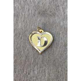 Bayar Gold 14 Ayar Altın D Harf Nostaljik Kalp Kolye Ucu