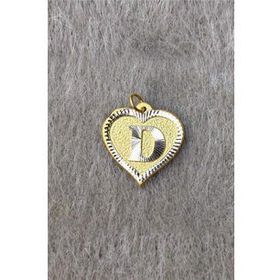 Bayar Gold 14 Ayar Altın D Harf Nostaljik Kalp Kolye Ucu