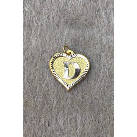 Bayar Gold 14 Ayar Altın D Harf Nostaljik Kalp Kolye Ucu