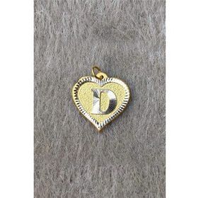 Bayar Gold 14 Ayar Altın D Harf Nostaljik Kalp Kolye Ucu