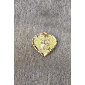 Bayar Gold 14 Ayar Altın E Harf Nostaljik Kalp Kolye Ucu