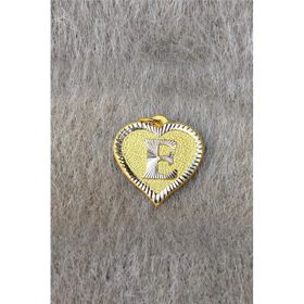 Bayar Gold 14 Ayar Altın E Harf Nostaljik Kalp Kolye Ucu