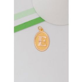 Bayar Gold 14 Ayar Altın E Harf Nostaljik Oval Kolye Ucu