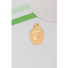 Bayar Gold 14 Ayar Altın F Harf Nostaljik Oval Kolye Ucu