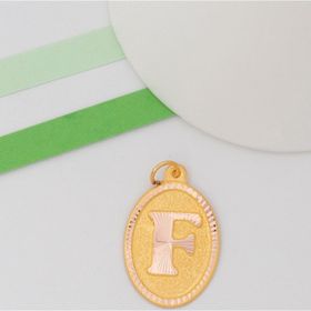 Bayar Gold 14 Ayar Altın F Harf Nostaljik Oval Kolye Ucu