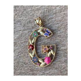 Bayar Gold 14 Ayar Altın G Harf Çiçekli Cennet Bahçesi Kolye Ucu
