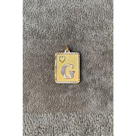 Bayar Gold 14 Ayar Altın G Harf Nostaljik Kare Kolye Ucu