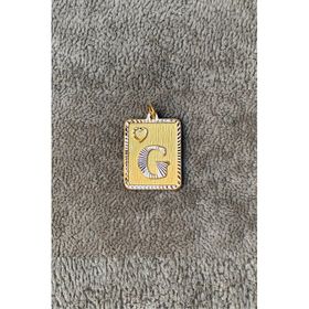 Bayar Gold 14 Ayar Altın G Harf Nostaljik Kare Kolye Ucu