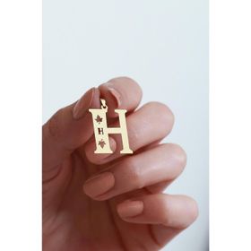 Bayar Gold 14 Ayar Altın H Harf Çınar Yaprağı Kolye Ucu