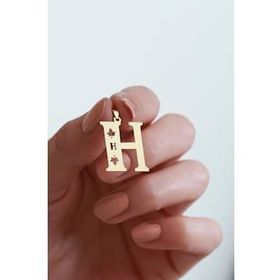 Bayar Gold 14 Ayar Altın H Harf Çınar Yaprağı Kolye Ucu