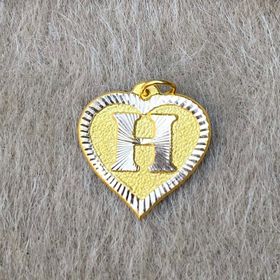 Bayar Gold 14 Ayar Altın H Harf Nostaljik Kalp Kolye Ucu