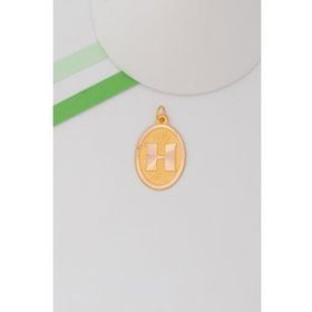 Bayar Gold 14 Ayar Altın H Harf Nostaljik Oval Kolye Ucu