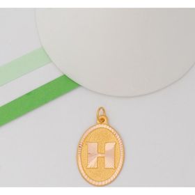 Bayar Gold 14 Ayar Altın H Harf Nostaljik Oval Kolye Ucu