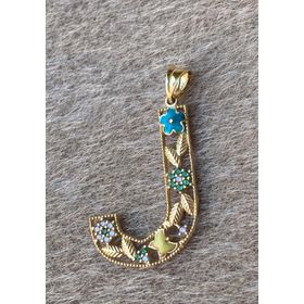 Bayar Gold 14 Ayar Altın J Harf Çiçekli Cennet Bahçesi Kolye Ucu