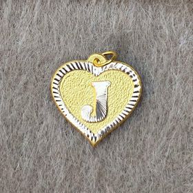Bayar Gold 14 Ayar Altın J Harf Nostaljik Kalp Kolye Ucu