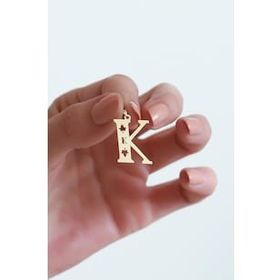 Bayar Gold 14 Ayar Altın K Harf Çınar Yaprağı Kolye Ucu