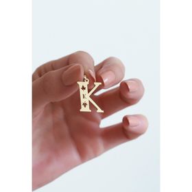 Bayar Gold 14 Ayar Altın K Harf Çınar Yaprağı Kolye Ucu
