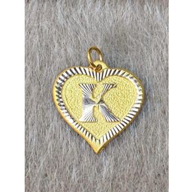 Bayar Gold 14 Ayar Altın K Harf Nostaljik Kalp Kolye Ucu