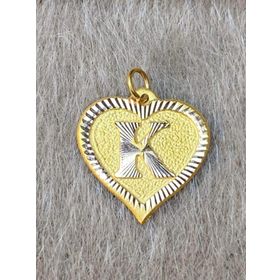 Bayar Gold 14 Ayar Altın K Harf Nostaljik Kalp Kolye Ucu
