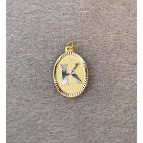 Bayar Gold 14 Ayar Altın K Harf Nostaljik Oval Kolye Ucu
