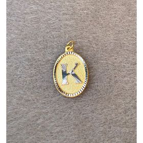 Bayar Gold 14 Ayar Altın K Harf Nostaljik Oval Kolye Ucu