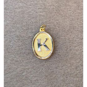 Bayar Gold 14 Ayar Altın K Harf Nostaljik Oval Kolye Ucu