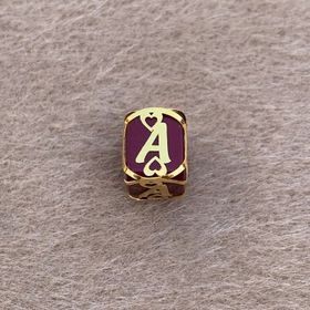 Bayar Gold 14 Ayar Altın Kafesli Bordo Boncuk A Harf Kolye Ucu