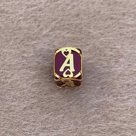 Bayar Gold 14 Ayar Altın Kafesli Bordo Boncuk A Harf Kolye Ucu