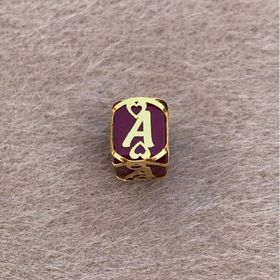 Bayar Gold 14 Ayar Altın Kafesli Bordo Boncuk A Harf Kolye Ucu