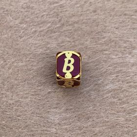 Bayar Gold 14 Ayar Altın Kafesli Bordo Boncuk B Harf Kolye Ucu