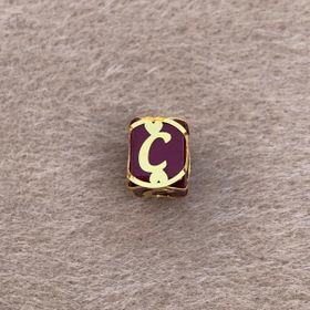 Bayar Gold 14 Ayar Altın Kafesli Bordo Boncuk C Harf Kolye Ucu