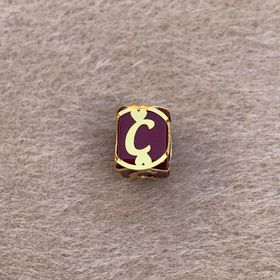 Bayar Gold 14 Ayar Altın Kafesli Bordo Boncuk C Harf Kolye Ucu