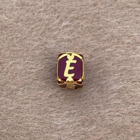Bayar Gold 14 Ayar Altın Kafesli Bordo Boncuk E Harf Kolye Ucu