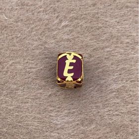 Bayar Gold 14 Ayar Altın Kafesli Bordo Boncuk E Harf Kolye Ucu