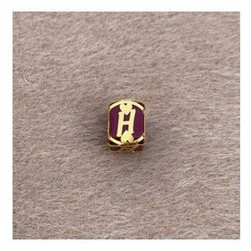Bayar Gold 14 Ayar Altın Kafesli Bordo Boncuk H Harf Kolye Ucu