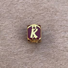 Bayar Gold 14 Ayar Altın Kafesli Bordo Boncuk K Harf Kolye Ucu