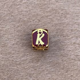 Bayar Gold 14 Ayar Altın Kafesli Bordo Boncuk K Harf Kolye Ucu