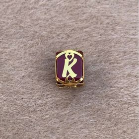Bayar Gold 14 Ayar Altın Kafesli Bordo Boncuk K Harf Kolye Ucu