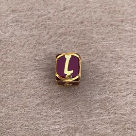 Bayar Gold 14 Ayar Altın Kafesli Bordo Boncuk L Harf Kolye Ucu