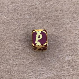 Bayar Gold 14 Ayar Altın Kafesli Bordo Boncuk P Harf Kolye Ucu