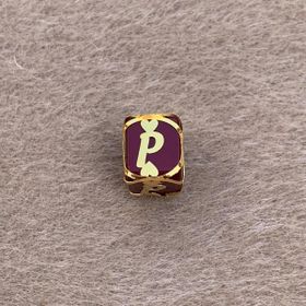 Bayar Gold 14 Ayar Altın Kafesli Bordo Boncuk P Harf Kolye Ucu