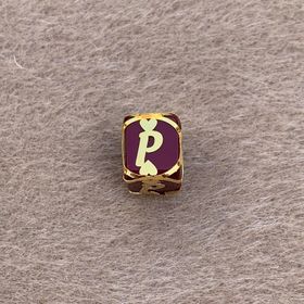Bayar Gold 14 Ayar Altın Kafesli Bordo Boncuk P Harf Kolye Ucu