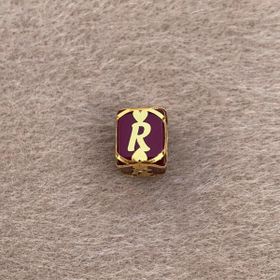 Bayar Gold 14 Ayar Altın Kafesli Bordo Boncuk R Harf Kolye Ucu