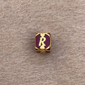 Bayar Gold 14 Ayar Altın Kafesli Bordo Boncuk R Harf Kolye Ucu