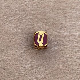 Bayar Gold 14 Ayar Altın Kafesli Bordo Boncuk Ü Harf Kolye Ucu